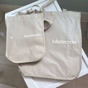 NWOT Lululemon Reusable Light Gray SMALL & LARGE Bag/Tote - Lot Of 2